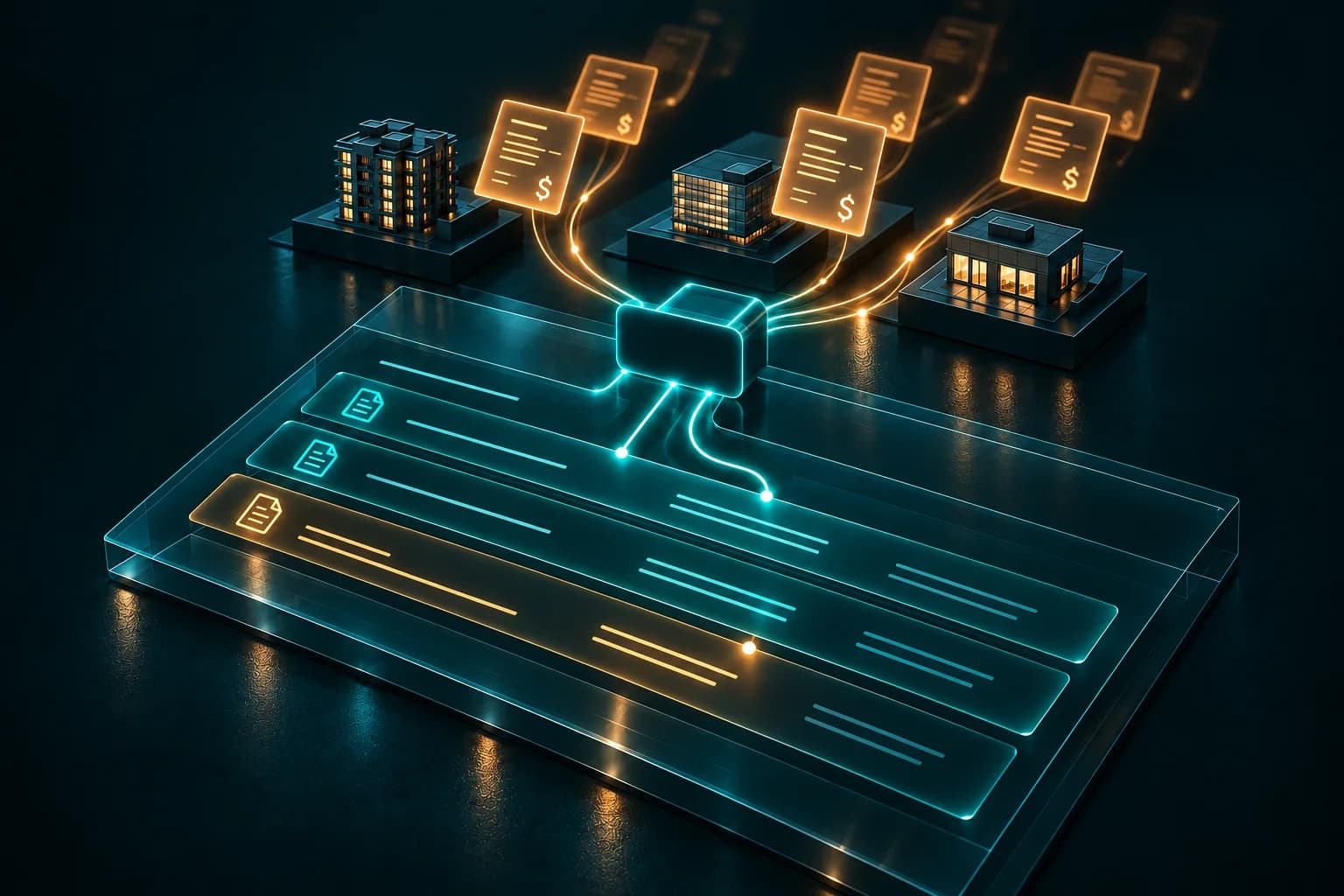 Invoices flow into organized records linked to multifamily and commercial properties.